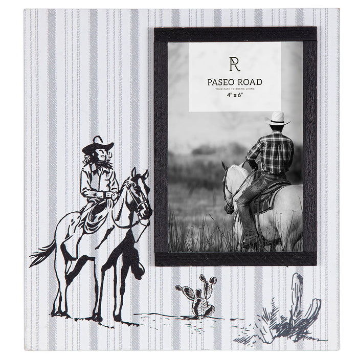 Ranch Life - 4" x 6" Picture Frame Cowgirl, 4 Per Carton - Black / White