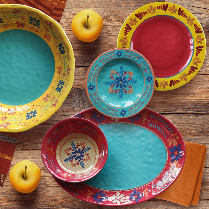 Bonita - Talavera Design Melamine Set (Set of 14), 2 Per Carton - Yellow / Blue