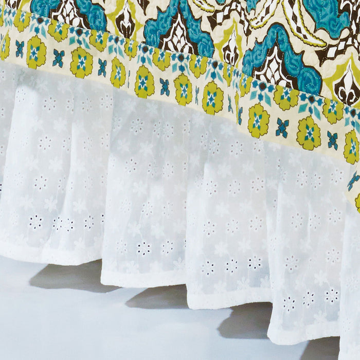Eyelet - King Bed Skirt - White