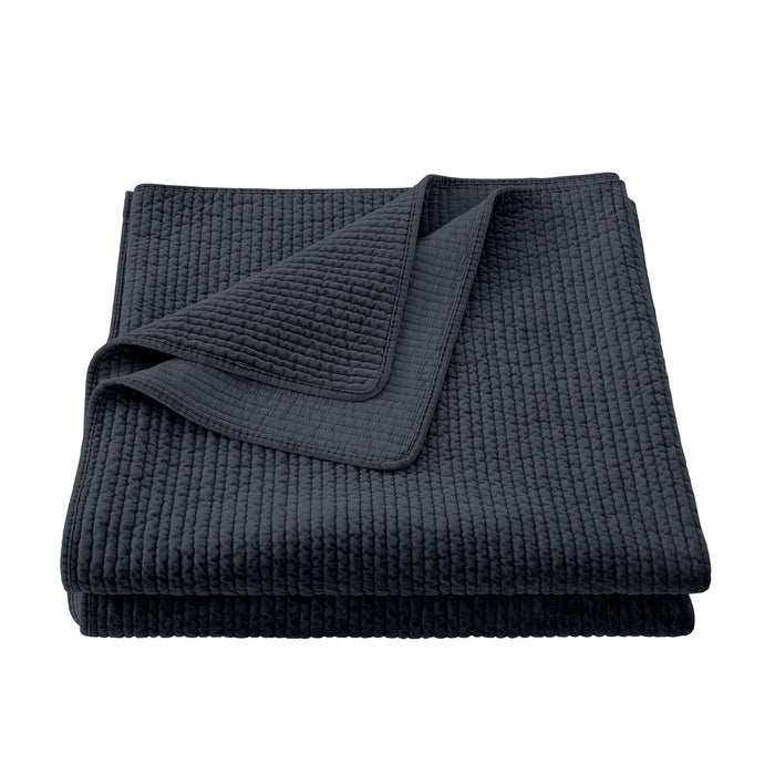 Stonewashed Cotton Velvet - King Quilt - Navy