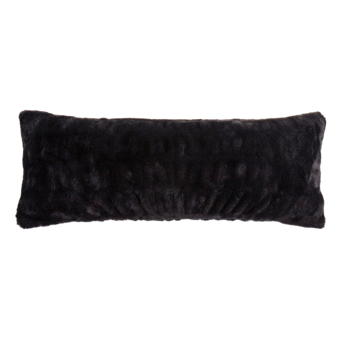 Ruched Rabbit - Lumbar Pillow With Down Insert - Black