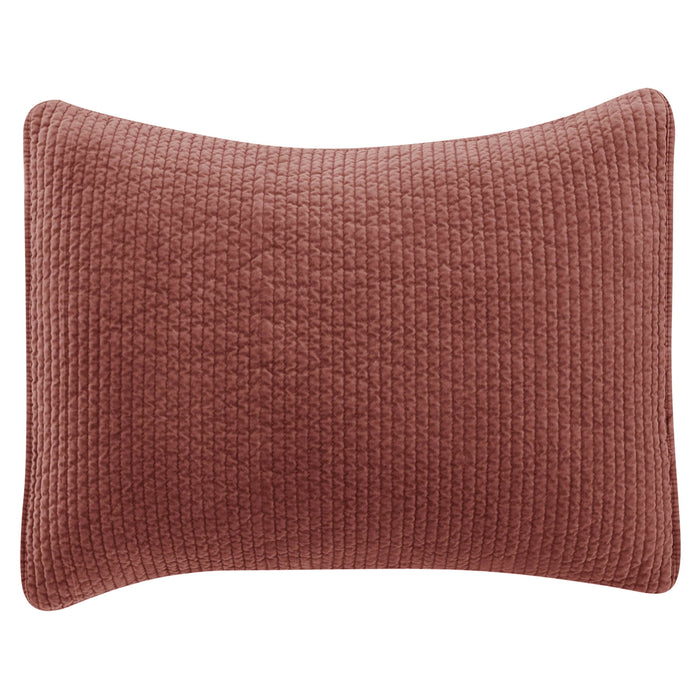 Stonewashed Cotton Velvet - 21" x 34" Quilted Pillow Sham - Salmon