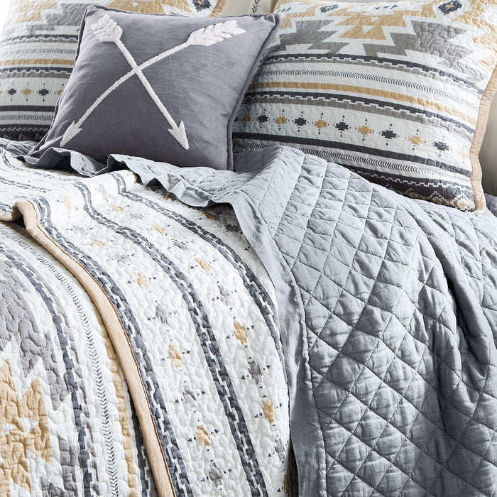 Desert Sage - Twin Reversible Quilt Set (Set of 2) - Tan / White / Gray