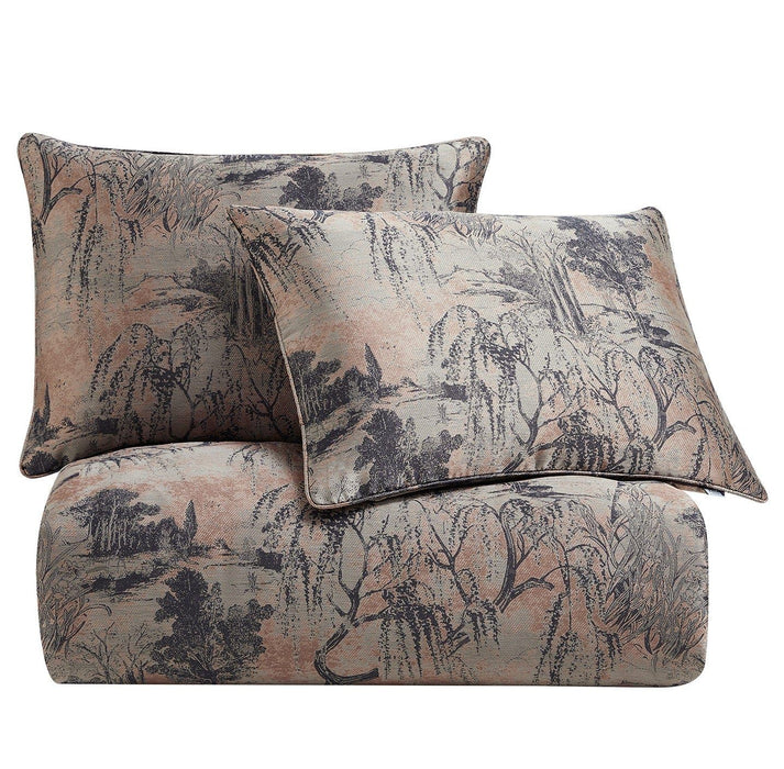 Pastoral Jacquard - King Duvet Cover Set (Set of 3) - Rose Gold