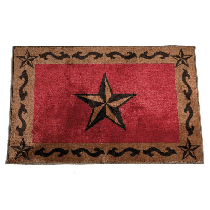 Rustic Star - Star Scroll Motif Rug 2 Per Carton - Red