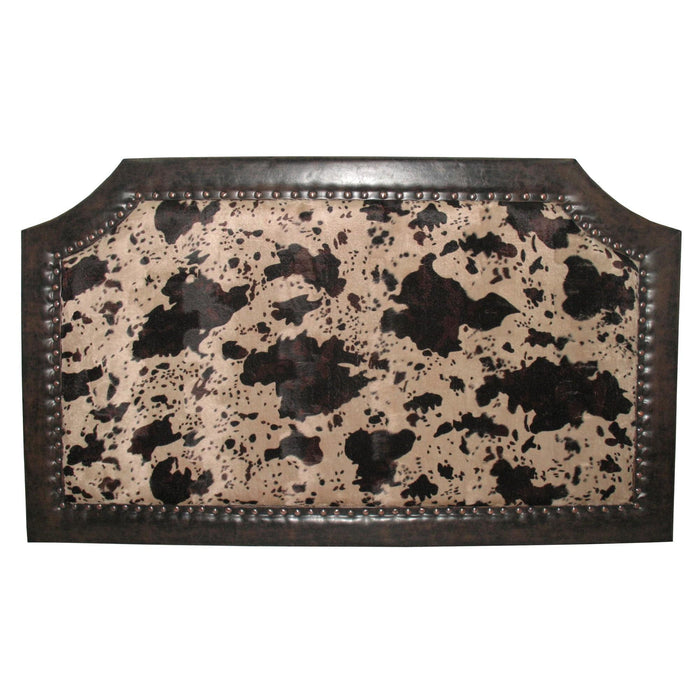Cowhide - Queen Faux Cowhide Headboard - Dark Brown / Beige