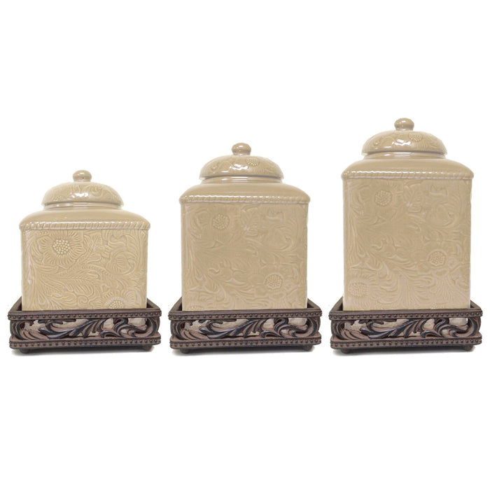 Savannah - Canister & Base Set (Set of 6) - Cream