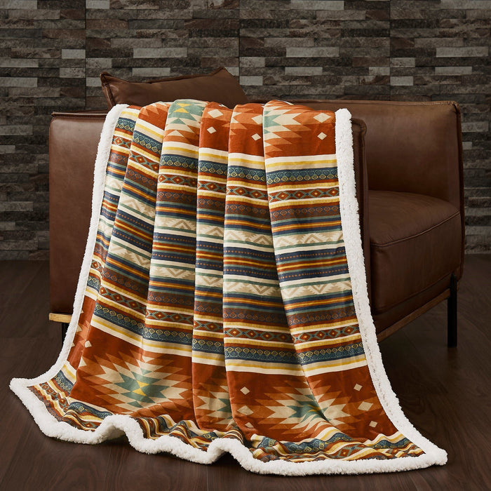 Campfire - Del Sol Campfire Sherpa Throw 6 Per Carton - Multi Color