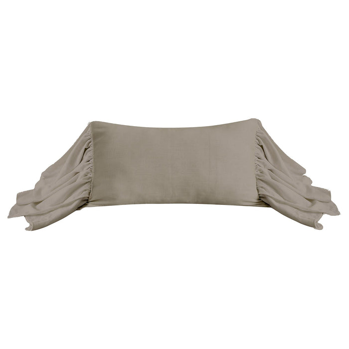 Luna - Washed Linen Long Ruffled Pillow - Taupe