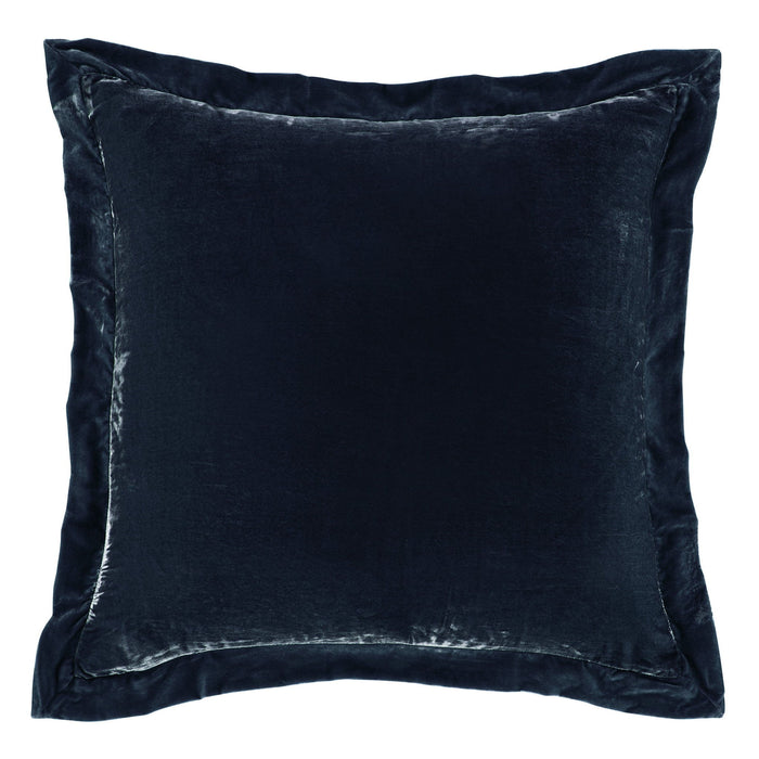 Stella - Faux Silk Velvet Flanged Euro Sham - Midnight Blue
