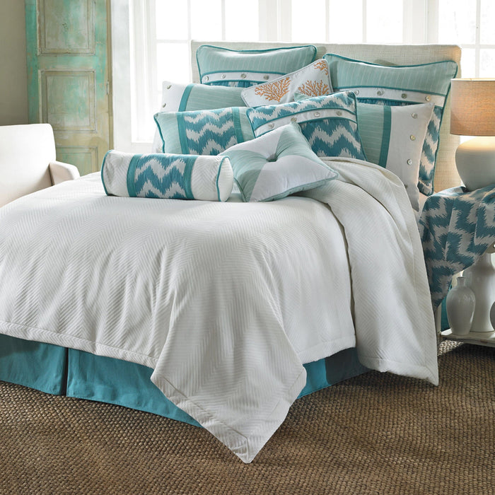 Catalina - Queen Duvet Cover Set (Set of 4) - Blue / White