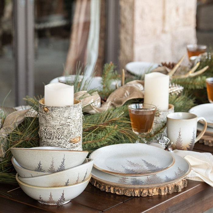Clearwater Pines - Ceramic Dinnerware Set (Set of 16) - Cream / Tan / Brown