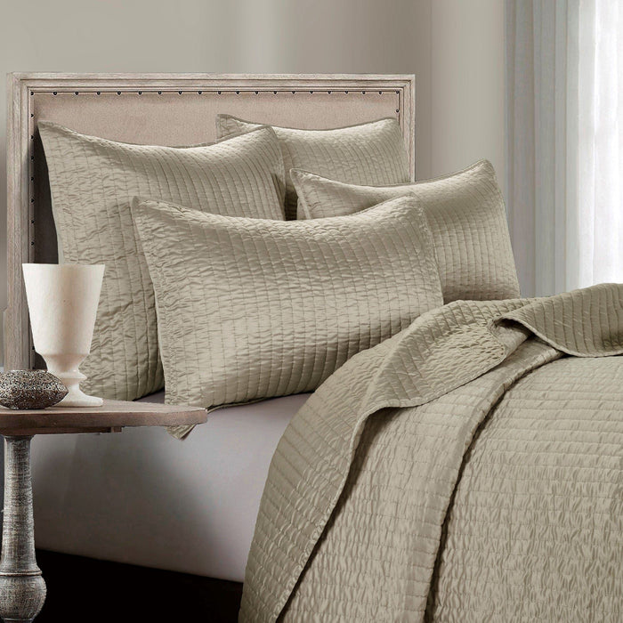 Satin Channel - Twin Quilt Set (Set of 2) - Taupe