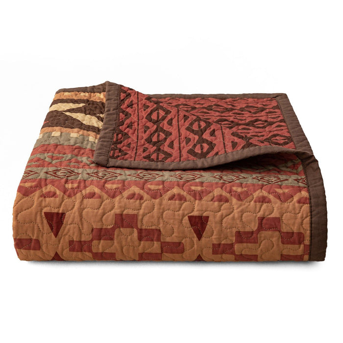 Broken Arrow - Twin Reversible Quilt Set (Set of 2) - Red / Tan / Brown