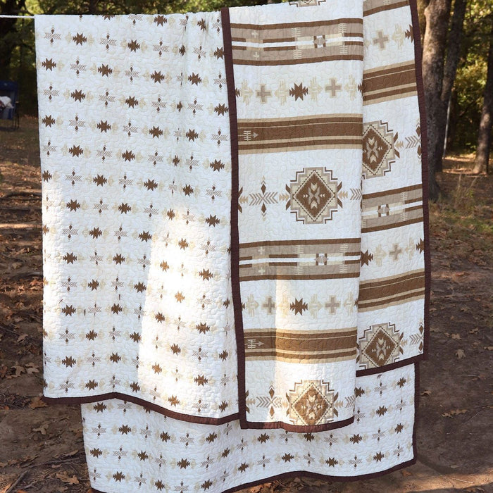 Dakota - Full/Queen Reversible Quilt Set (Set of 3) - Tan