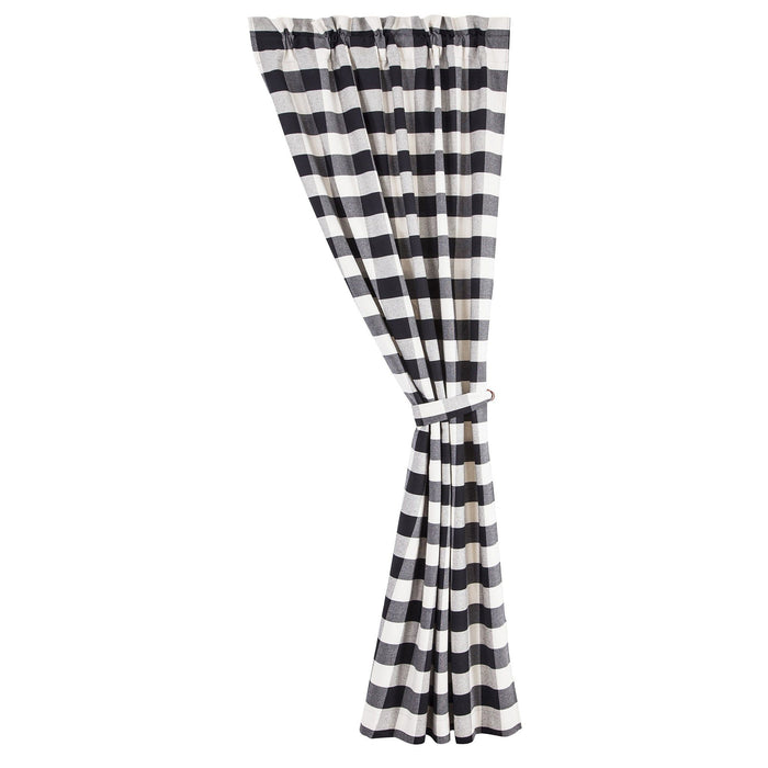 Camille - Buffalo Check Curtain Set (Set of 2) - Black / Natural