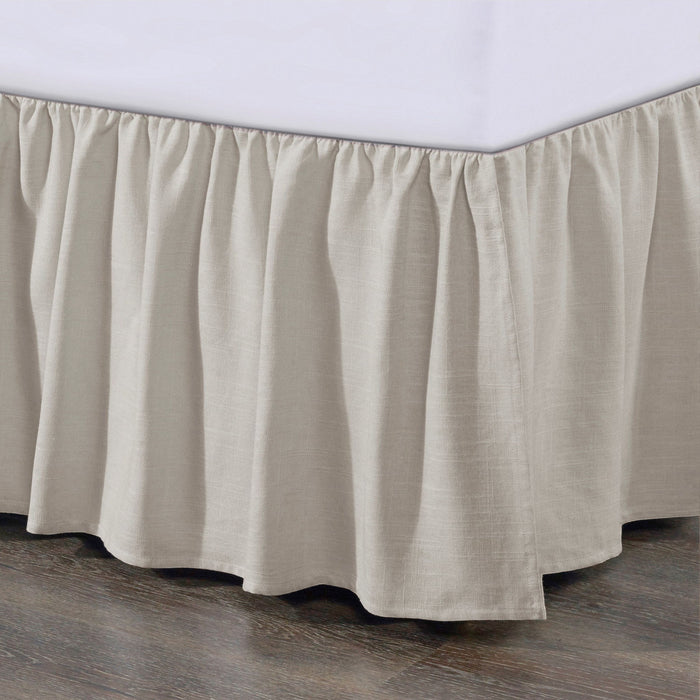 Lily - King Washed Linen Gathered Bed Skirt - Light Tan