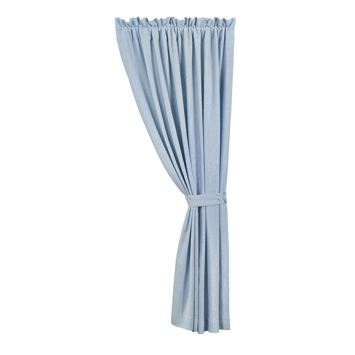 Luna - Washed Linen Lined Curtain - Light Blue