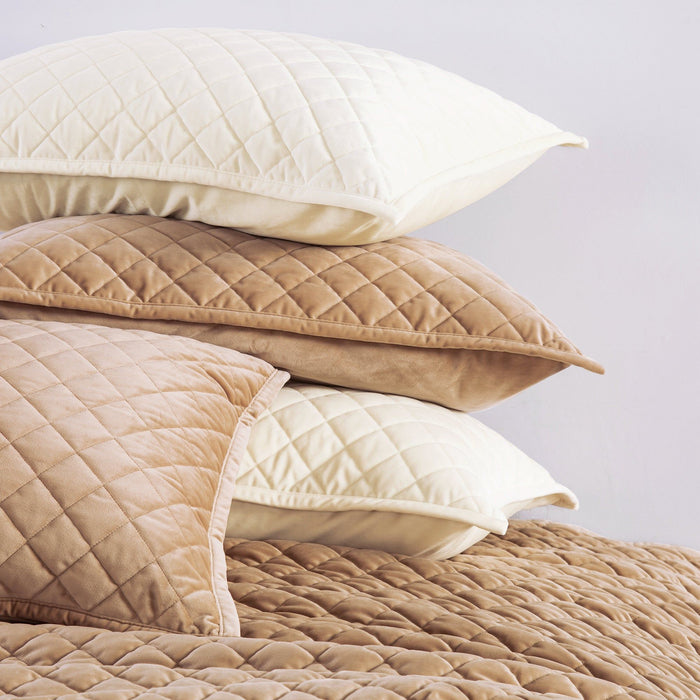 Velvet Diamond - Quilted Pillow Sham Set (Set of 2) - Gray