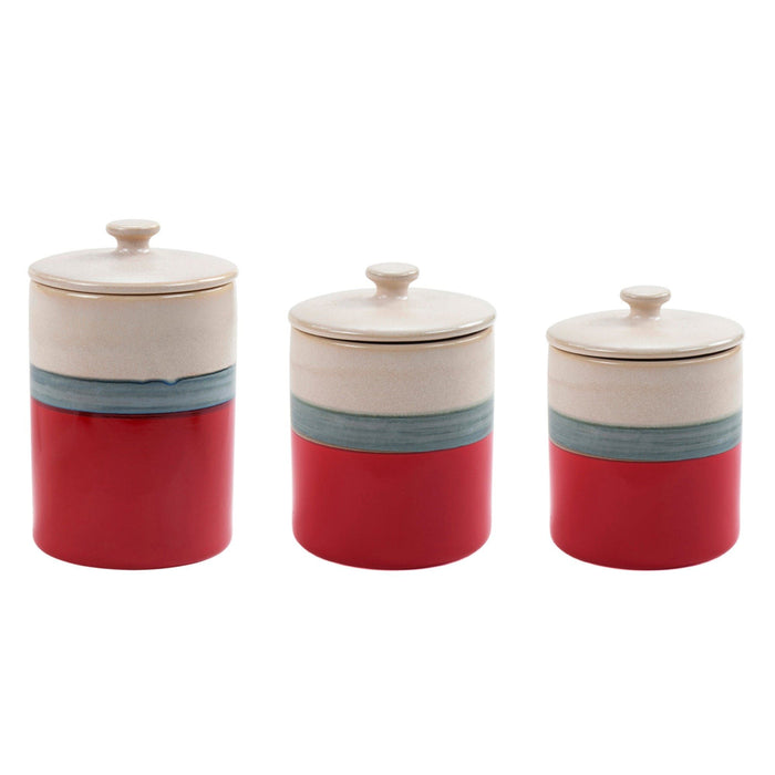 Pasadizo Stoneware - Ceramic Canister Set (Set of 3), 2 Sets - Red