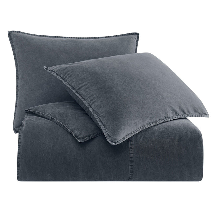 Cotton Canvas - Twin Stonewashed Duvet Cover Set (Set of 2) - Charcoal