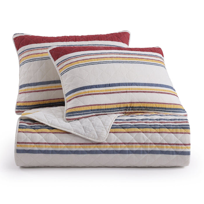 Mystic Stripe - Twin Cotton Gauze Quilt Set (Set of 2) - Merlot