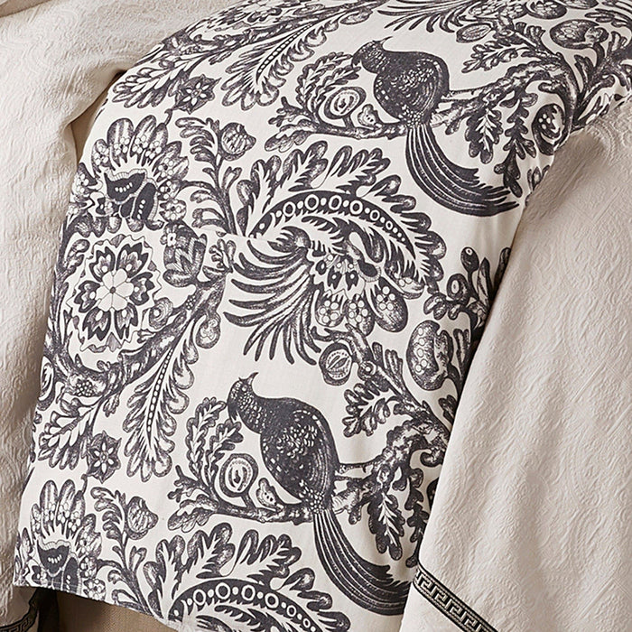 Augusta Toile - King Duvet Cover - White / Black