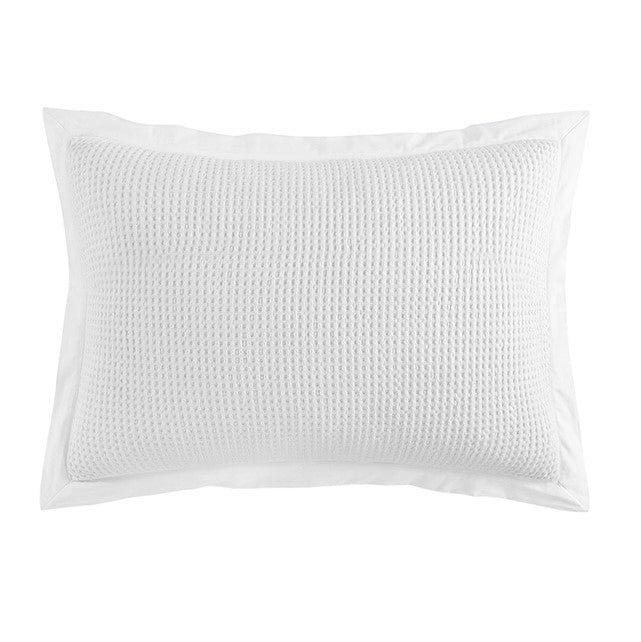 Stonewashed Cotton Waffle Weave - 21" x 34" Pillow Sham Set (Set of 2) - White