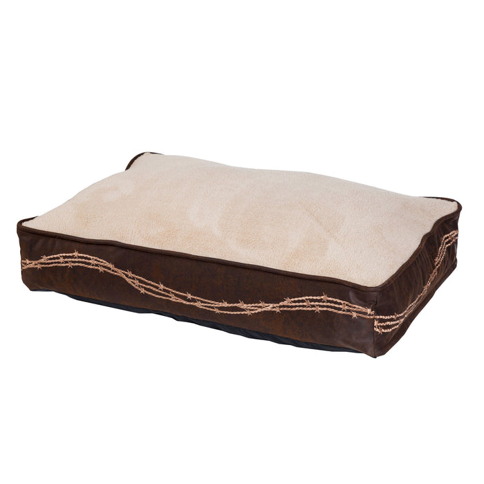 Rustic Barbwire - Barbwire Embroidered Dog Bed, 2 Per Carton - Brown / Cream