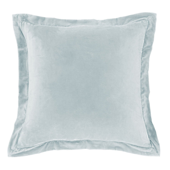 Stella - Faux Silk Velvet Flanged Euro Sham - Icy Blue