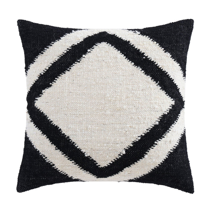 Antigua - Handwoven Square Pillow - Black / White