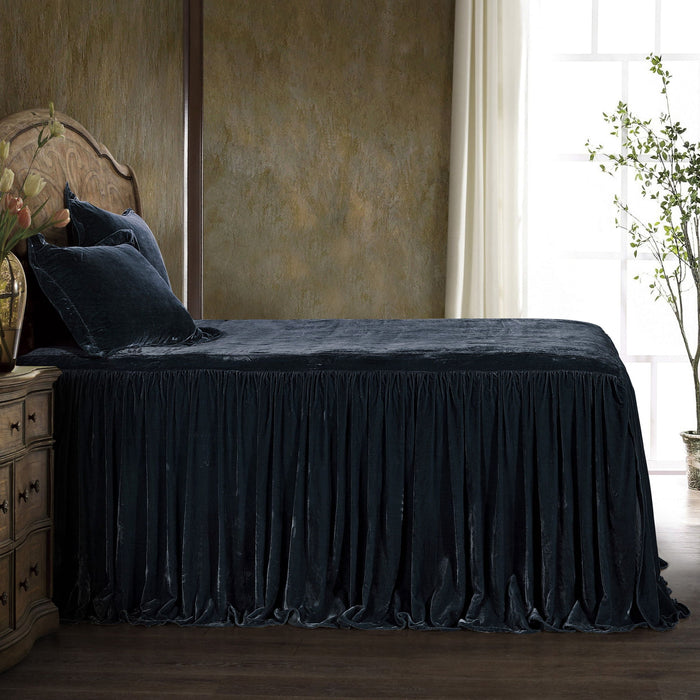 Stella - King Faux Silk Velvet Bedspread Set (Set of 3) - Midnight Blue