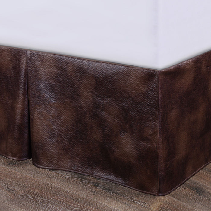 Brown Faux Leather - Full Bed Skirt - Brown