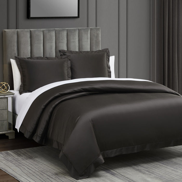 High Shine Satin - Queen Duvet Cover Set (Set of 3) - Espresso