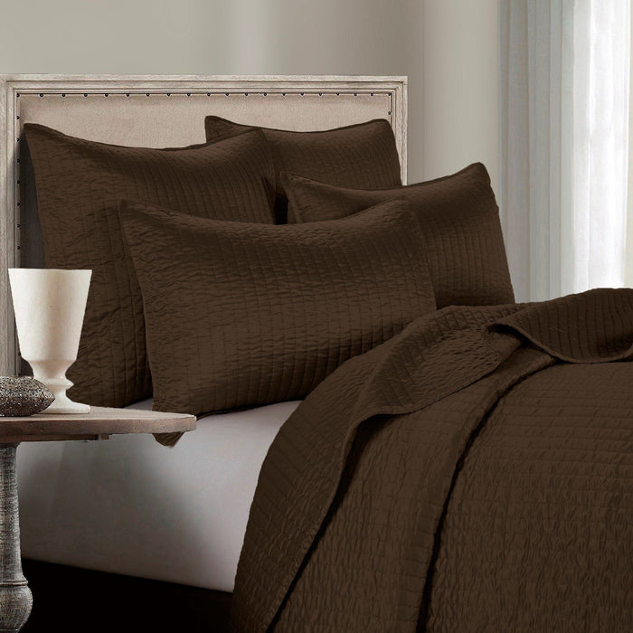 Satin Channel - King Quilt Set (Set of 3) - Chocolate