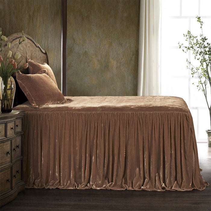 Stella - Queen Faux Silk Velvet Bedspread Set (Set of 3) - Dusty Rose