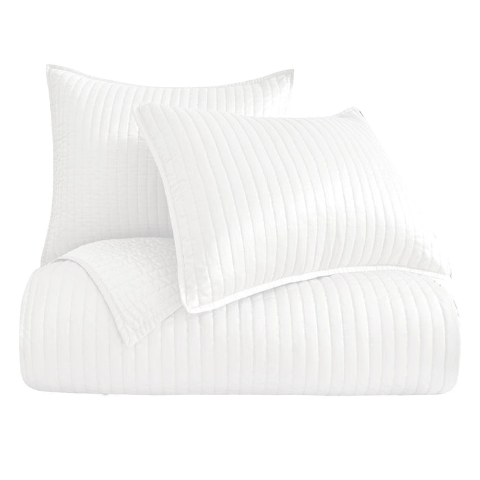 Satin Channel - Full/Queen Quilt Set (Set of 3) - White