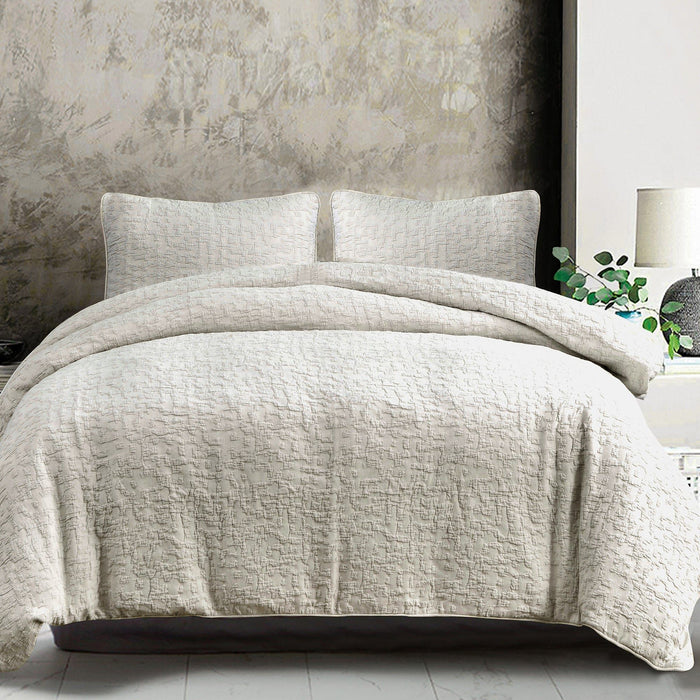 Porto Matelasse - Twin Duvet Cover Set (Set of 2) - Light Taupe