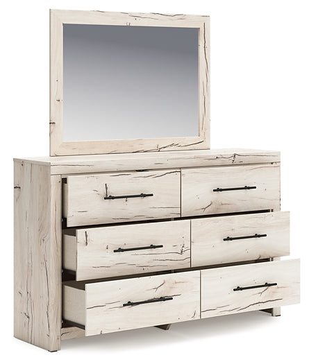 Lawroy King Panel Headboard with Mirrored Dresser
