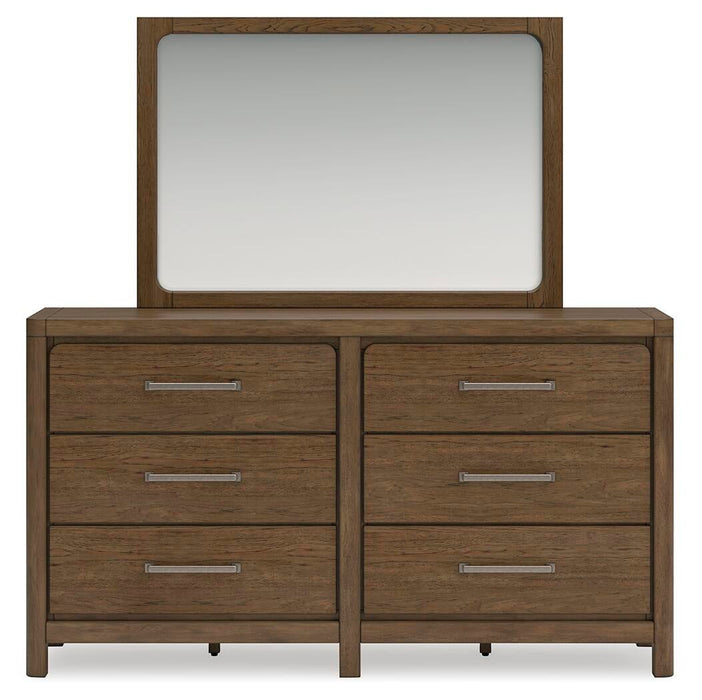 Cabalynn Queen Panel Bed with Storage with Mirrored Dresser