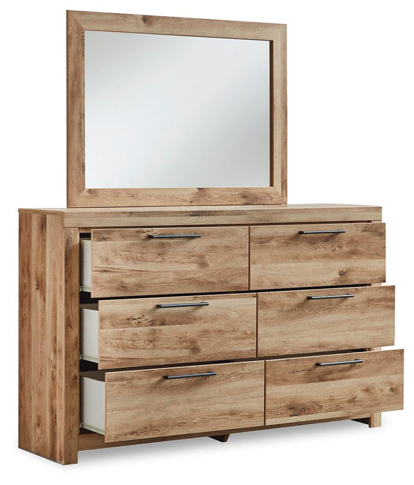 Hyanna King Panel Storage Bed with 1 Under Bed Storage Drawer, Dresser, Mirror, Chest and Nightstand