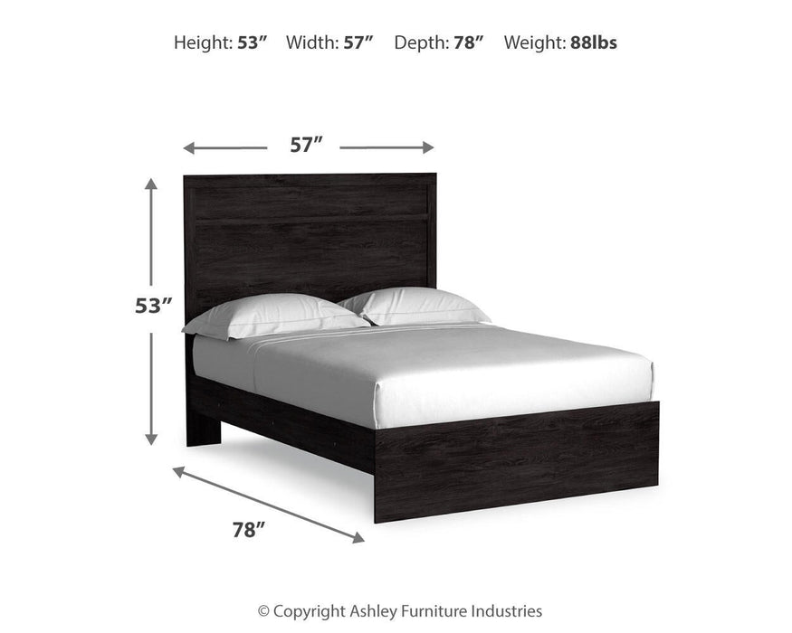 Belachime Full Panel Bed with Mirrored Dresser