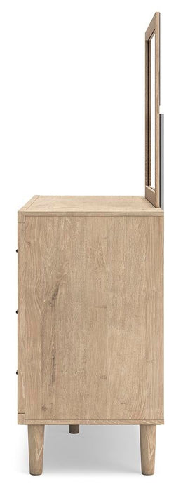 Cielden Full Panel Bed with Mirrored Dresser