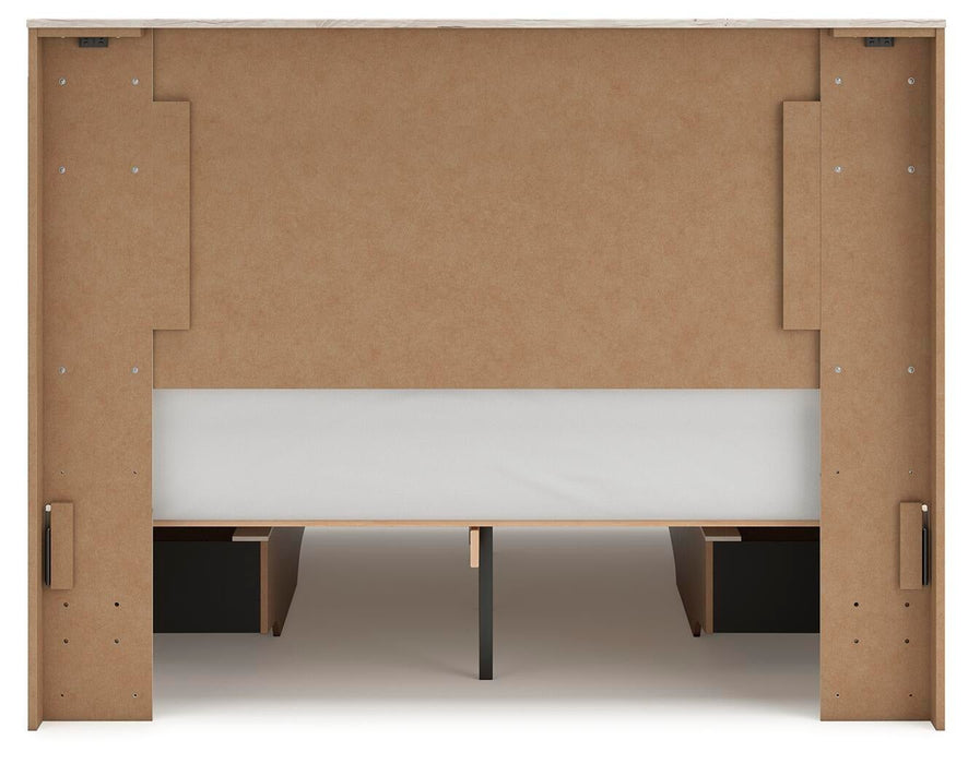 Lawroy Queen Panel Bed with Storage, Dresser, Mirror, Chest and Nightstand