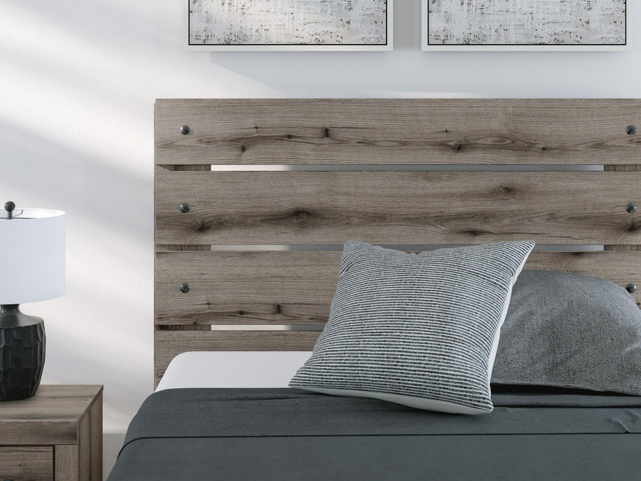 Graystorm Full Panel Bed with Storage, Dresser, Mirror and Nightstand