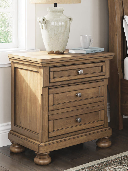 Feddinger King Storage Sleigh Bed with Mirrored Dresser and Nightstand
