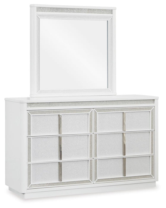 Chalanna King Upholstered Storage Bed, Dresser and Mirror