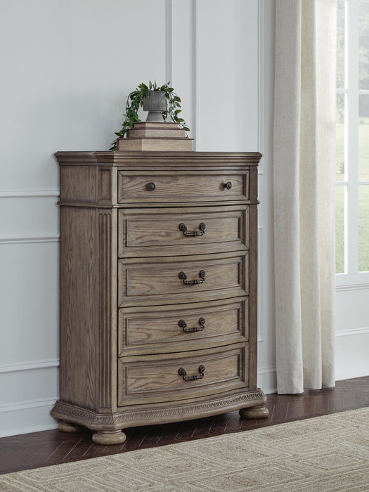 Ardenfield King Upholstered Sleigh Bed, Dresser, Mirror, Chest and Nightstand