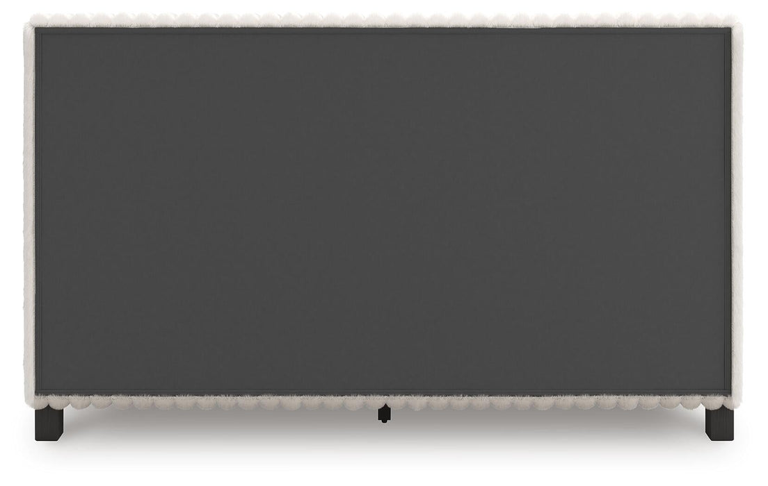 Zuraleus Queen Upholstered Bed, Dresser, Mirror and Nightstand