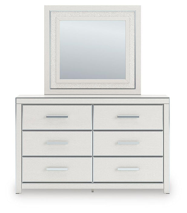 Zuraleus King Upholstered Panel Platform Storage Bed, Dresser, Mirror and Nightstand